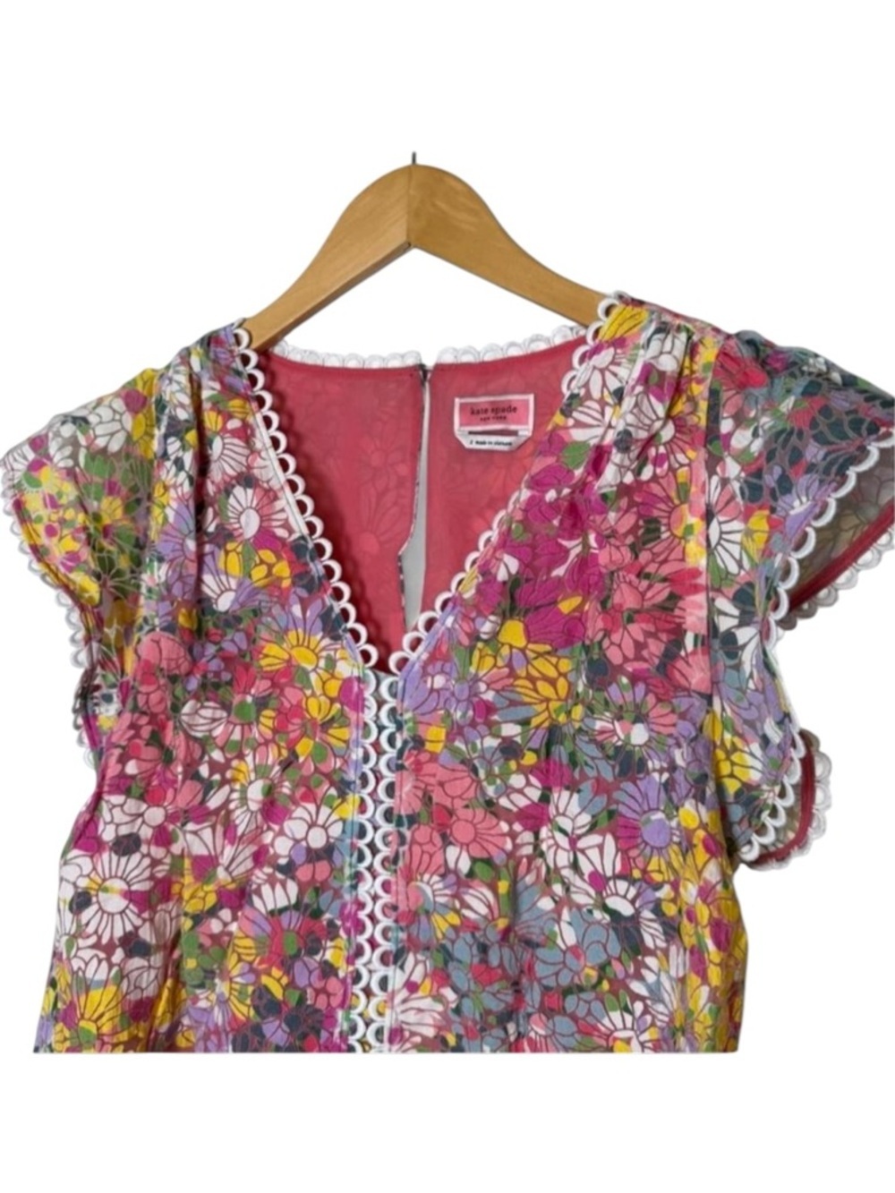 kate spade floral dots burnout blouse with scalloped trim and button front small - Picture 3 of 8